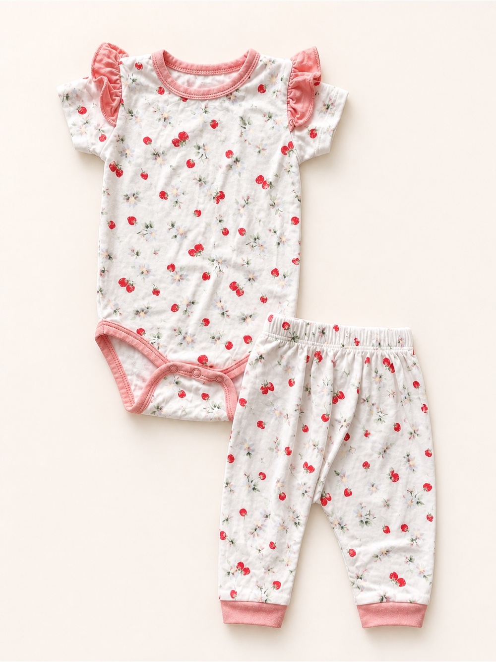 Milkberry Pink & White Outfit 0-3M